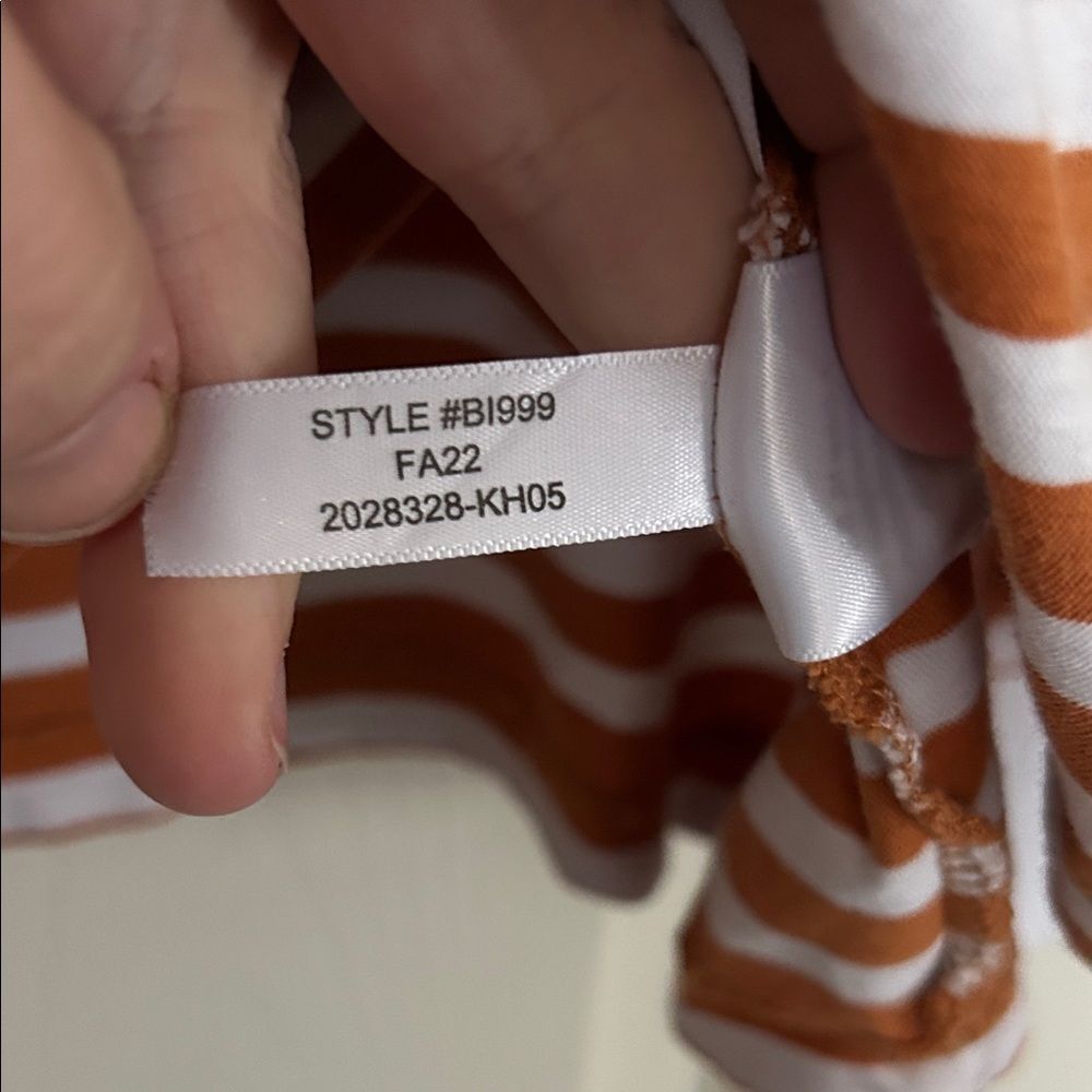 J. CREW Size Large Orange White Striped Long Sleeve Relaxed Fit T-Shirt Layer - Picture 5 of 6